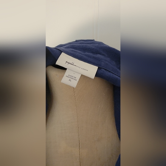 J. Jill indigo/blue linen dress with collar, buttons and slash pockets. Size XL. - Picture 5 of 8